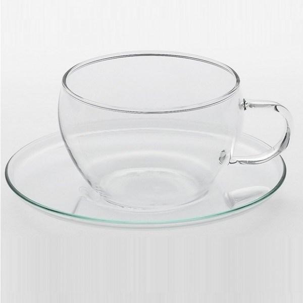 Theeglas met schoteltje in glaswerk 250ml (4 stuks)