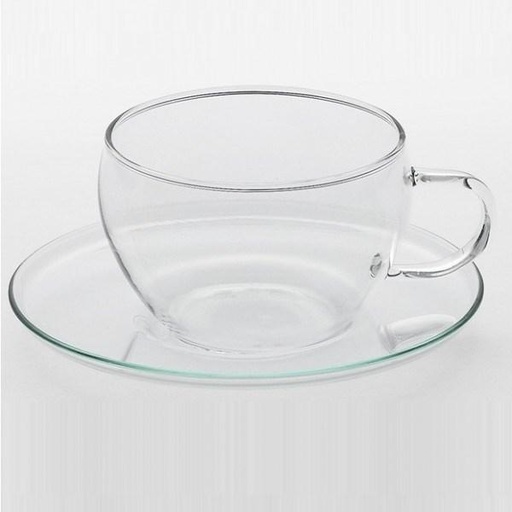 [B/04735] Verre à thé avec soucoupe en verrerie (4 pièces)