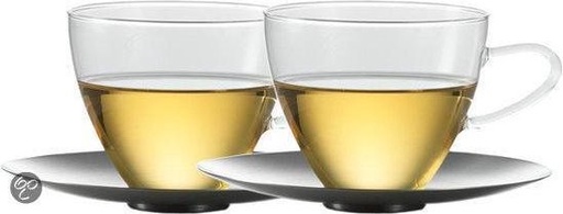 [B/00092] Jenaer verre 300ml + soucoupe en acier inoxydable (lot de 2 pièces)